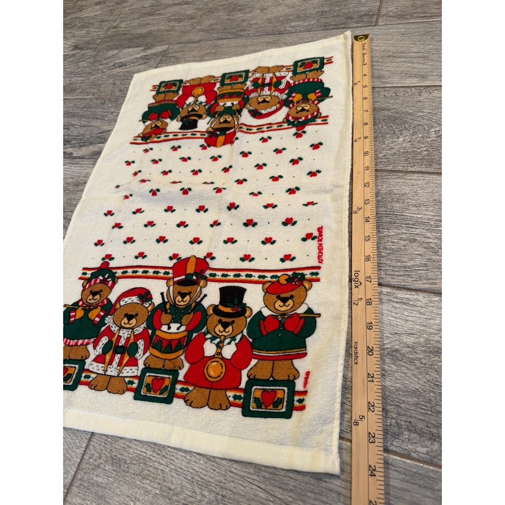 Vintage MCM Christmas Kitchen Towel‎ Royal Terry Dish Hand Bath NWOT Teddy Bears